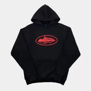 Black Corteiz Alcatraz Hoodie Red Logo